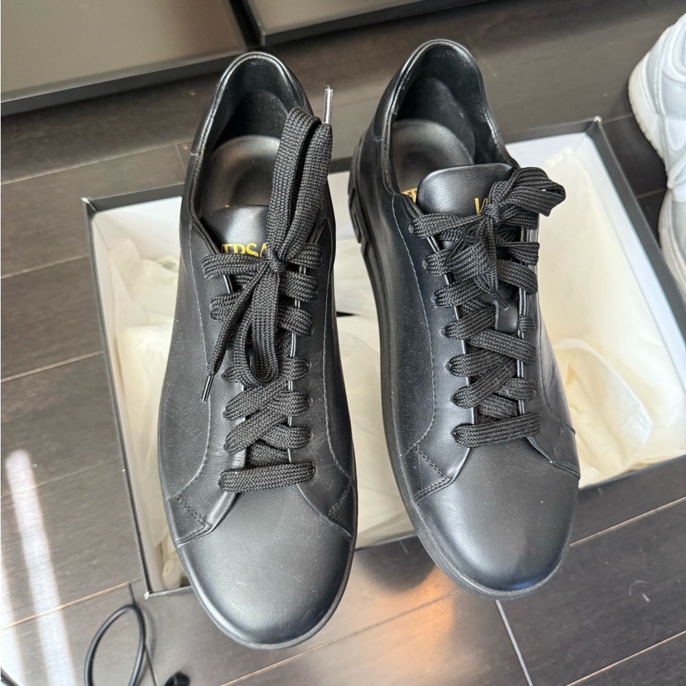 Versace Black Leather Sneakers for Men